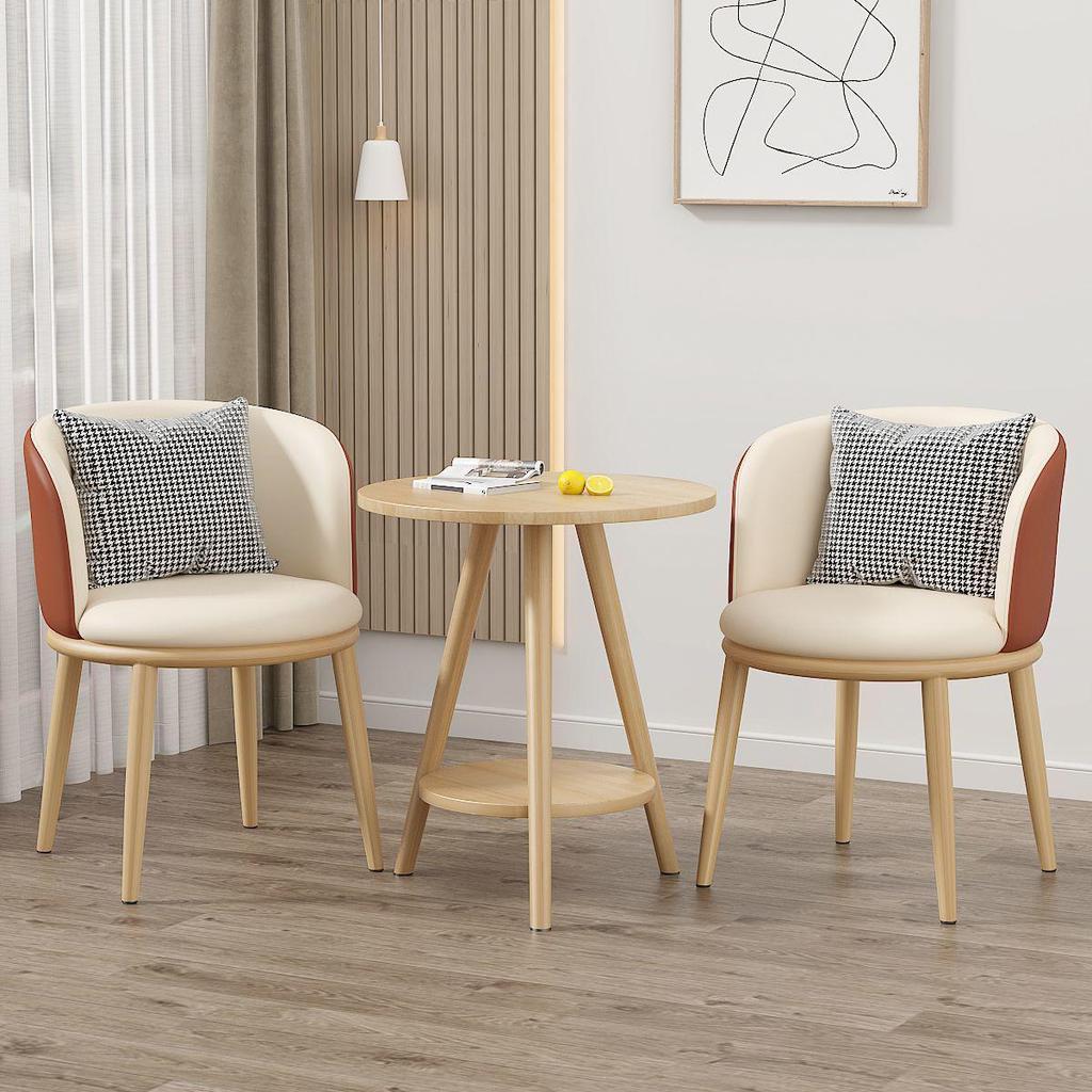Light Luxury Balcony Tea Table & Chairs Set: Modern 3-Piece for Hotel or Bedroom - Includes One Table & Two Chairs