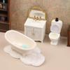 1/12 Dollhouse Simulation Bathtub Toilet Wash Basin Cabinet Model Dollhouse Bathroom Furniture Decoration Doll House Accessories