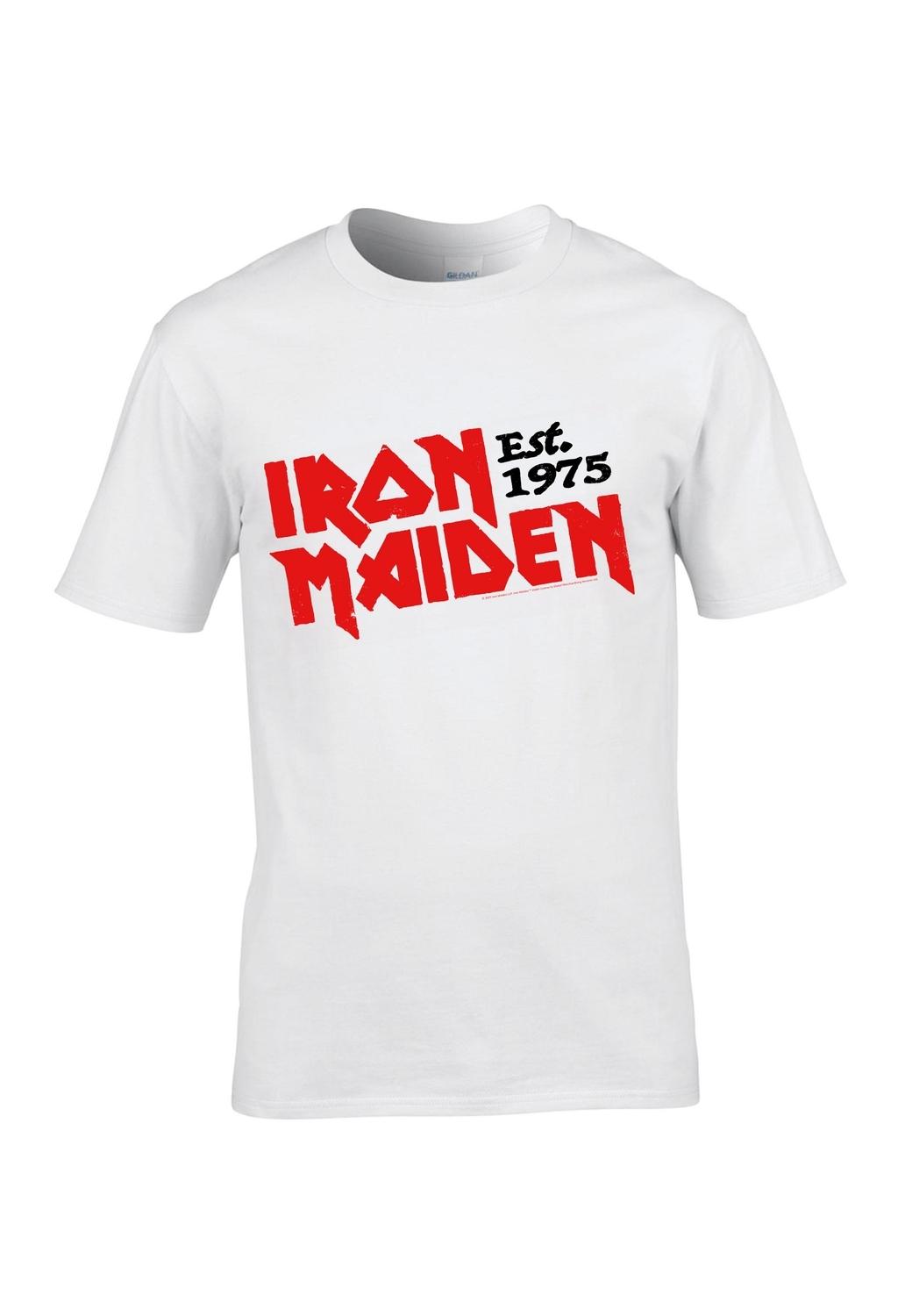 T-shirt Iron Maiden Logo Établi Incliné S blanc
