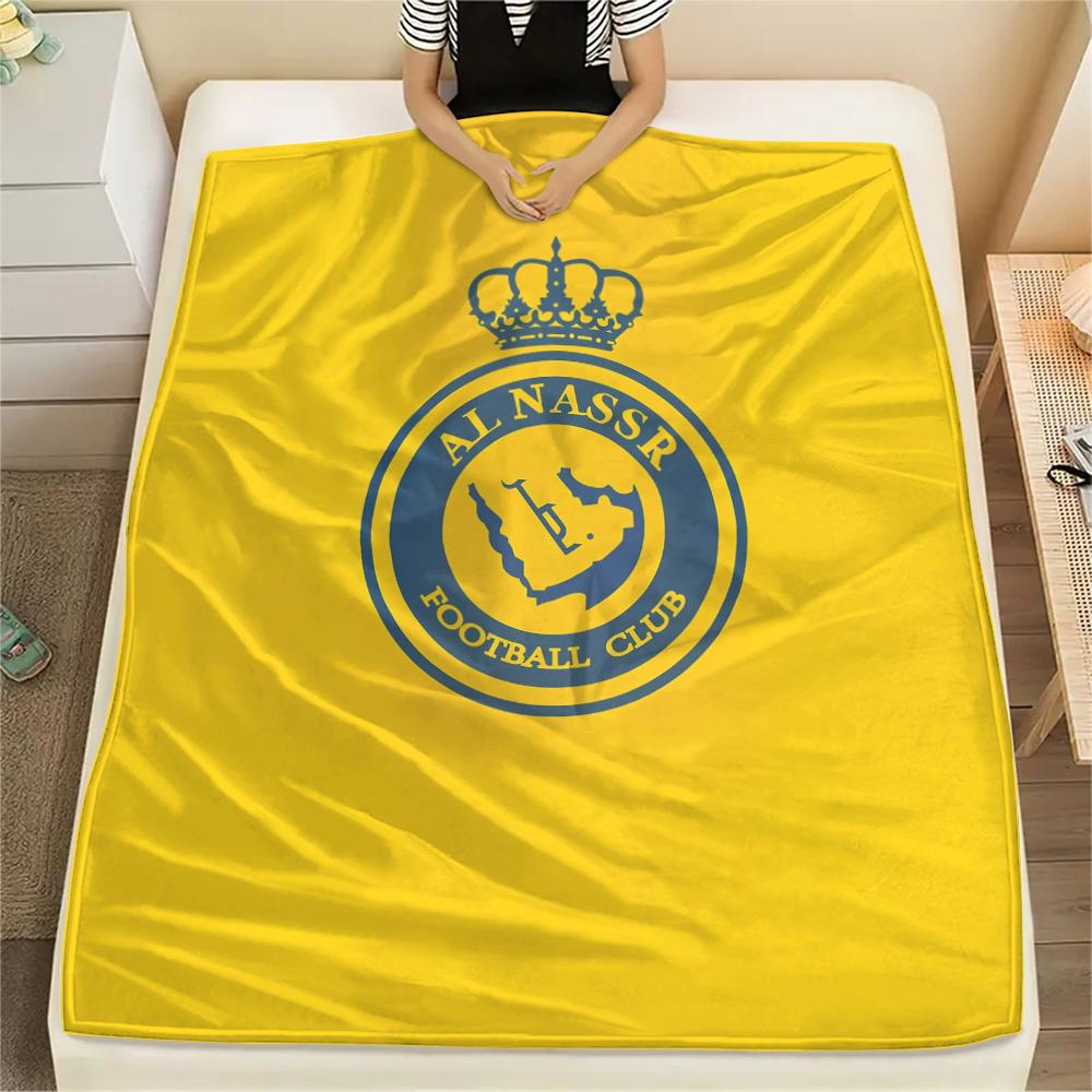 Koc flanelowy z nadrukiem Al Nassr FC, Wysokiej jakości, Wygodny na wszystkie pory roku, Wystrój domu, Ciepło i komfort