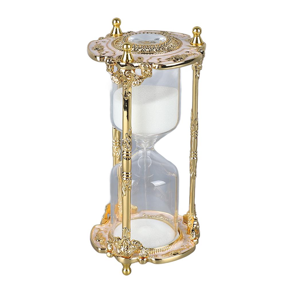 Antique Sand Hourglass Timer Metal Elegant 15 Minutes Decorative Hourglass for Wedding Home Desk