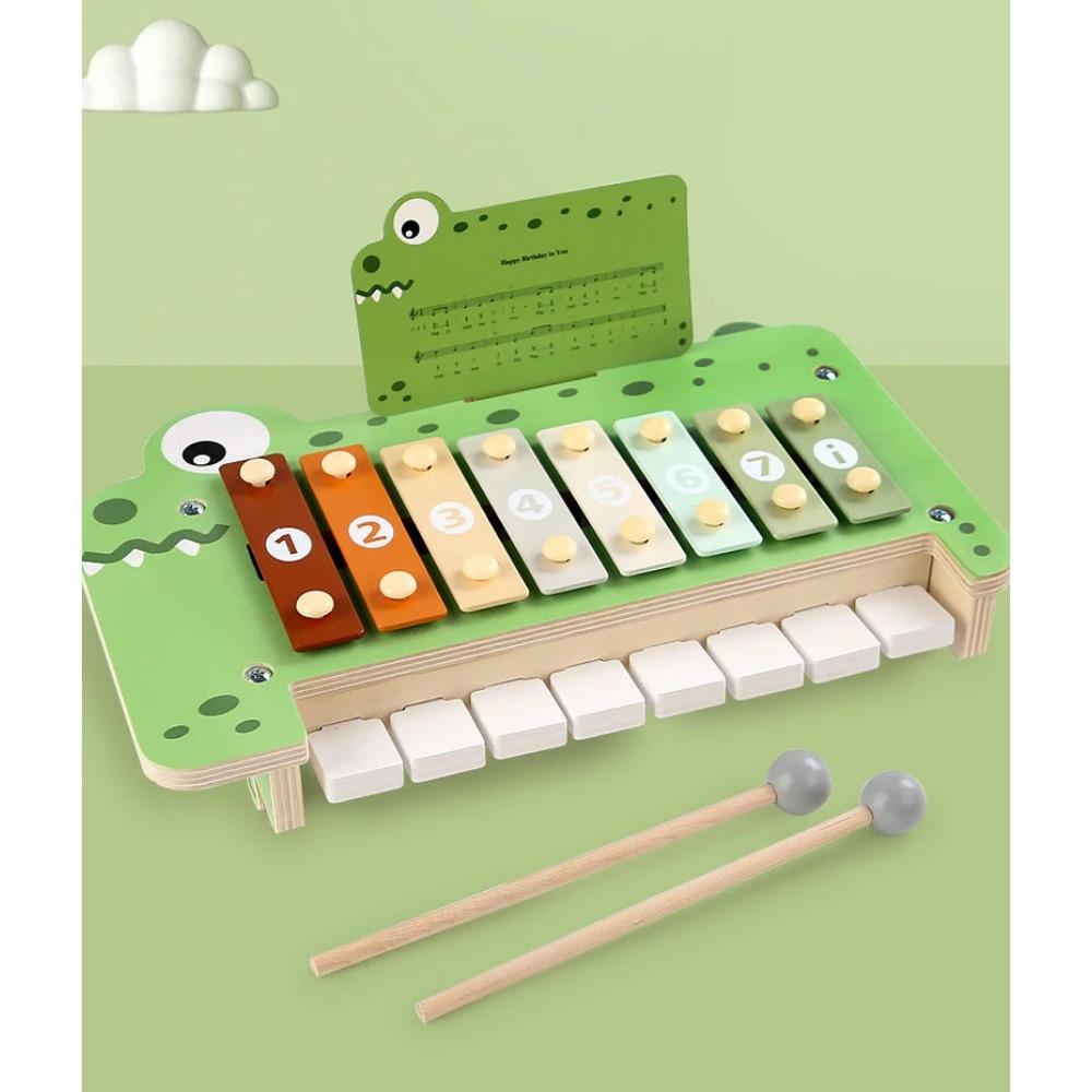 2-in-1 Musikinstrumente Montessori Spielzeug 8-Ton Xylophon Klavier Parish Musikspiel Lernspiel Holz Musikspielzeug für Kleinkinder