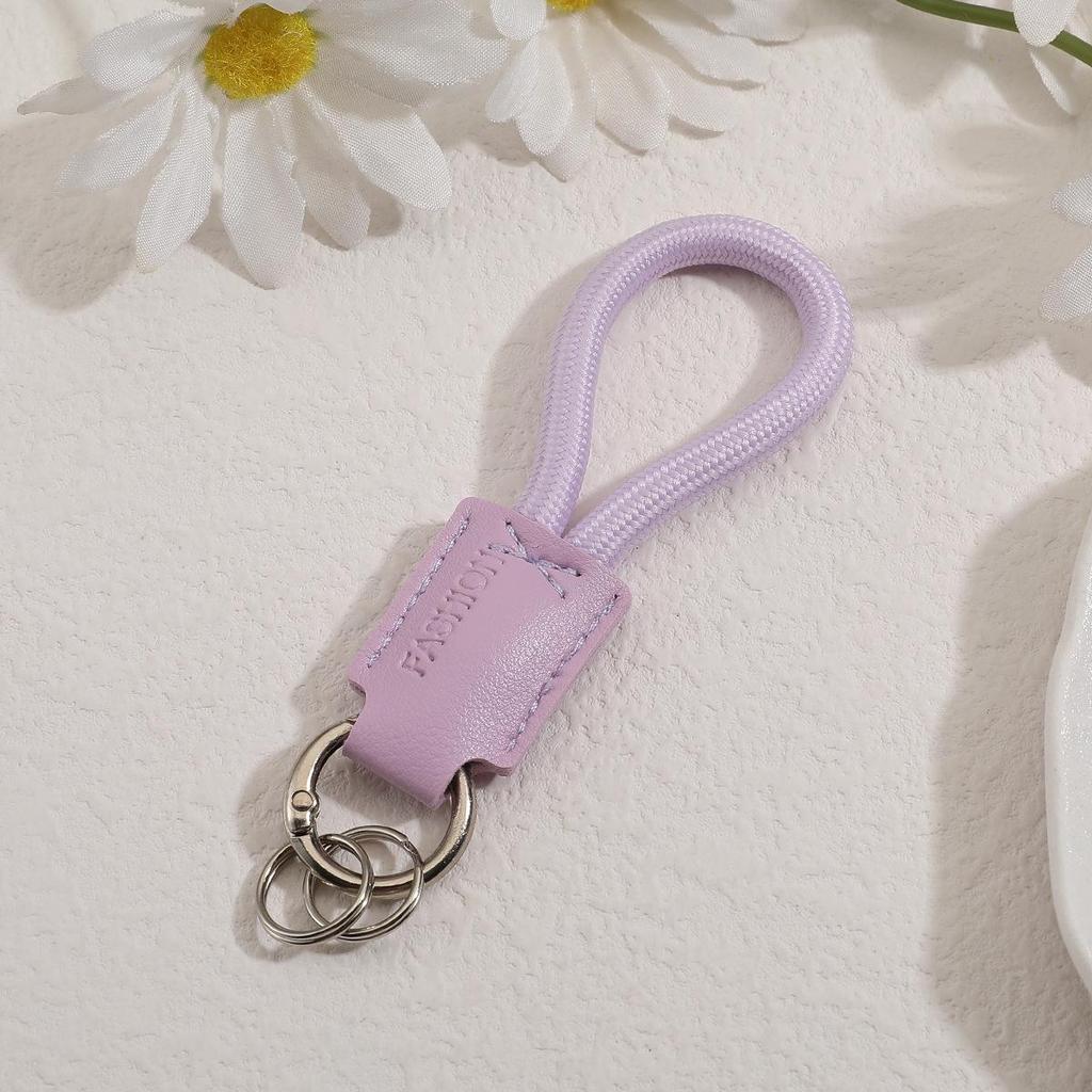 Handwoven Genuine Leather Keychain Pendant - Embossable Logo, High-Quality Lanyard, Anti-Loss Car Keychain.