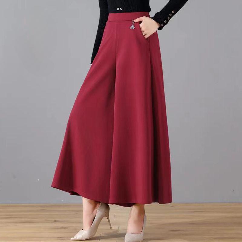 

Летние женские тонкие и модные повседневные широкие брюки для женщин среднего и пожилого возраста, утягивающие эластичные свободные брюки-юбки с высокой талией 2XL