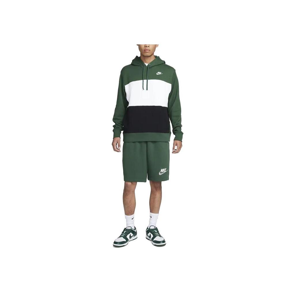 Nike Club+ Color Block Hooded Fleece Jacket Men Fir Green White FB7416-323