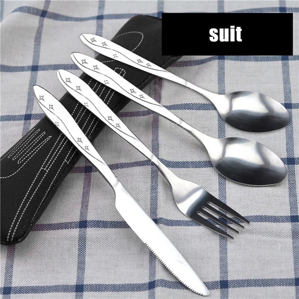 4 Pcs Stainless Steel Knifes Fork Spoon Family Travel Camping Cutlery Eyeful