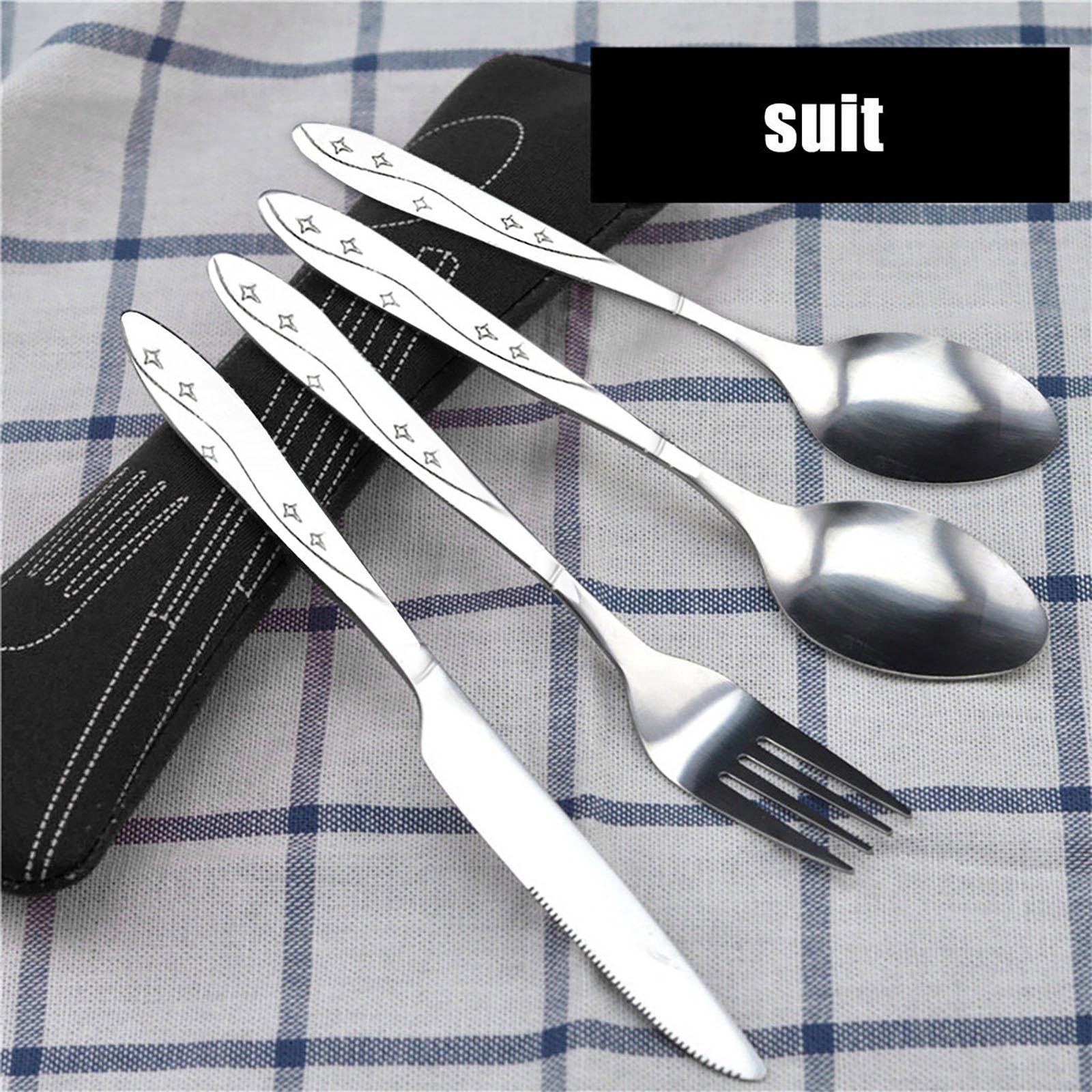 

4 шт. ножи из нержавеющей стали, вилка, ложка, семейные туристические столовые приборы для кемпинга, глазные