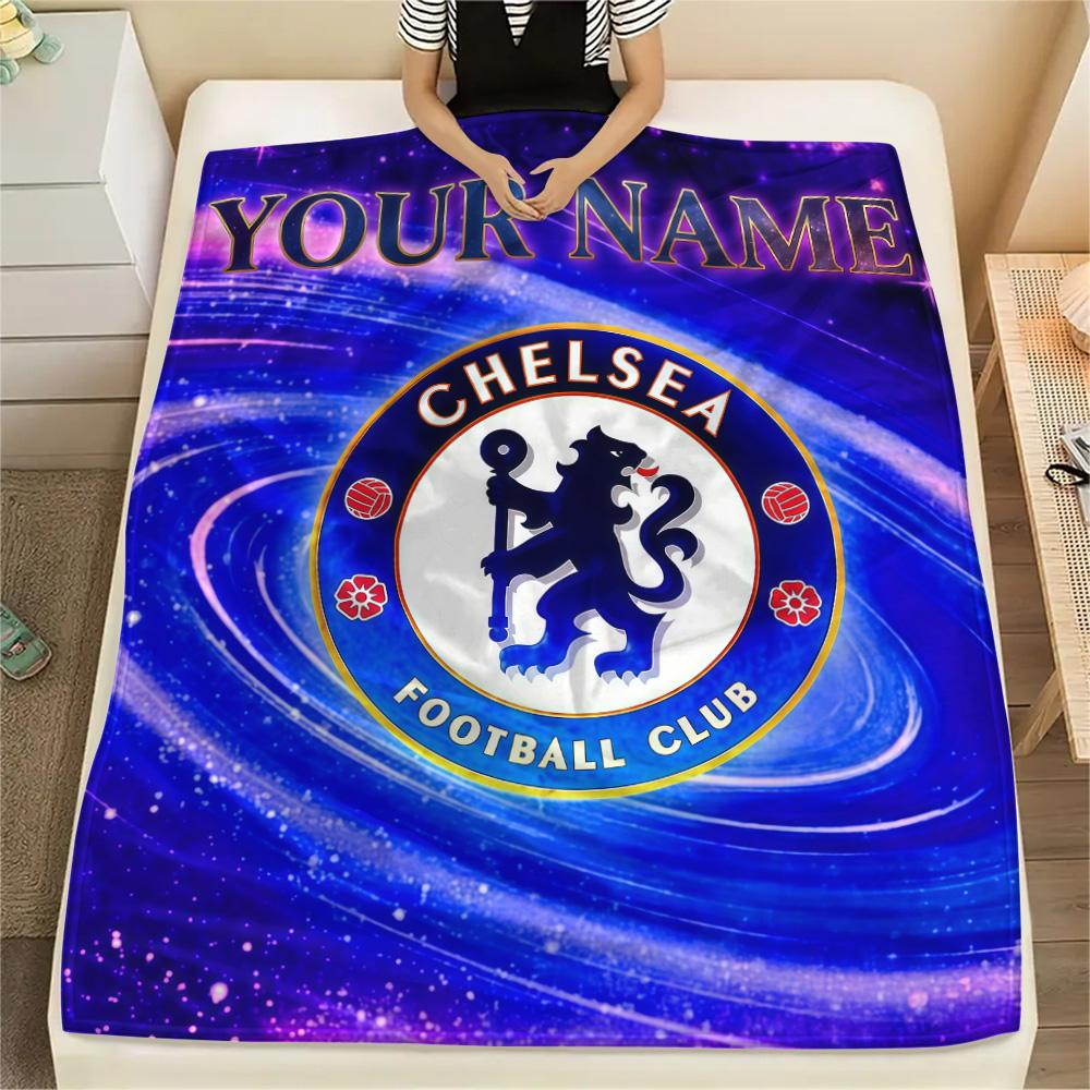 Custom Name Chelsea Football Club Flannel Blanket, High Quality Comfortable for All Seasons, Home Decor, Warmth and Comfort