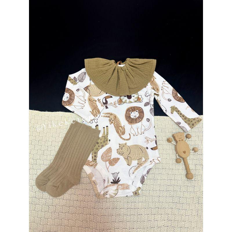 

Foreign Trade Style Baby Clothes, Summer Thin Pure Cotton Triangle Romper, Newborn Bodysuit, Short-Sleeve One-Piece Crawling Suit Mocha Color Saliva Surround 80 cm