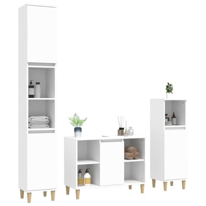 VidaXL Ensemble de meubles salle de bain 3 pcs blanc bois d'ingénierie 3185613