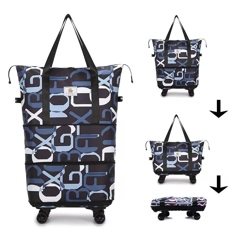 

Large capacity luggage bag universal roller out accommodation travel bag multi-layer expandable home storage bag