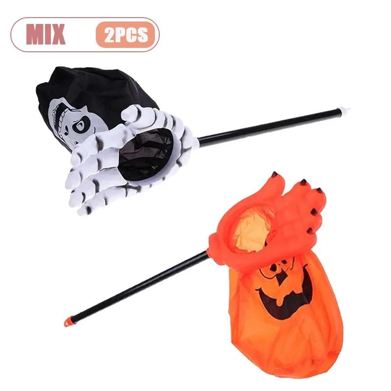 Spooky Halloween Pumpkin Skull Candy Bag Trick or Treat Handbag for Kids Party Costume Accessories Child Gift Props Bag