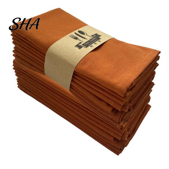 Farmhouse Style Napkins Rustic Linen Napkin, 16 Inch Cloth Solid Color Stitched Machine Washable Napkin for Dining Table Wedding Bridal Shower A