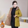 Mother's Mid-length Padded Jacket Winter Western Style Plus Velvet Thick Hooded Padded Jacket Fashion Middle-aged Jacket Padded Jacket