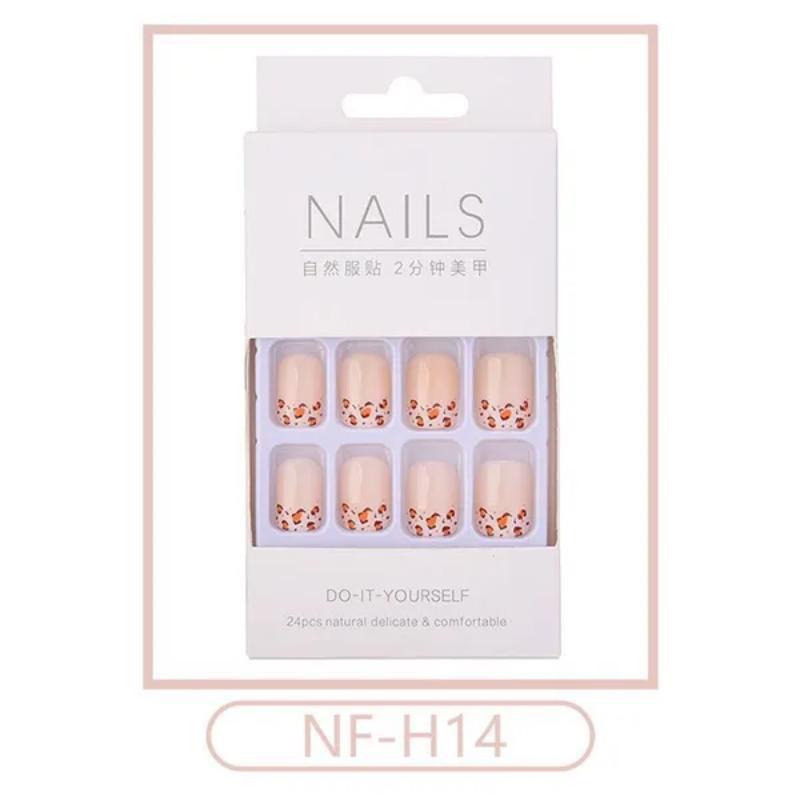 2023 Fake Nails Nail Coffin Stick Designs Box Short Square with Press Glue Tips Art Press On Set Full Cover Artificial