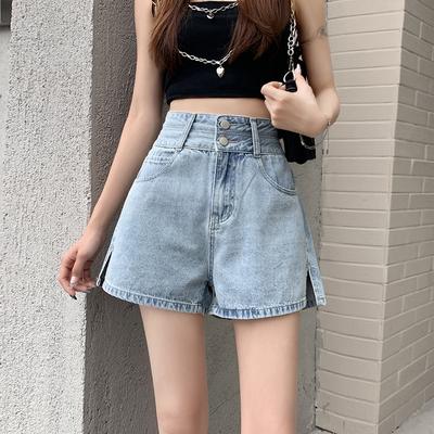 Summer Female Student High Waist Denim Shorts Women's A-line Split Loose Slim Wide Leg Pants Fashion Women's Wear