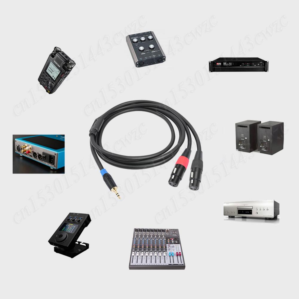 3.5mm To Dual Female XLR Y-Splitter Cable Male To Female 3.5mm To Dual XLR Breakout Y Splitter Cable Gold-Plated Plug