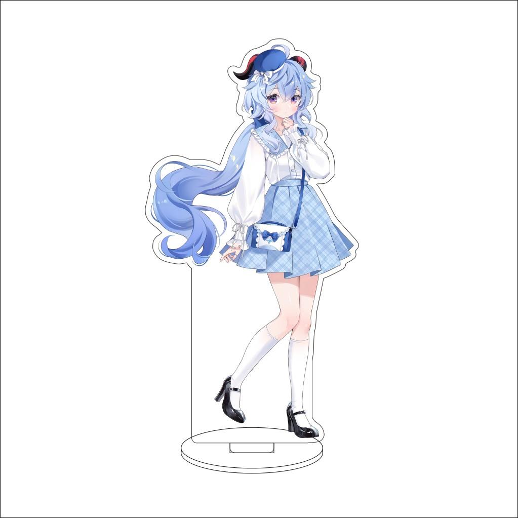 16CM Anime Genshin Impact Figure Stand Model  Ganyu Cute Desk Decor Standing Sign Gifts