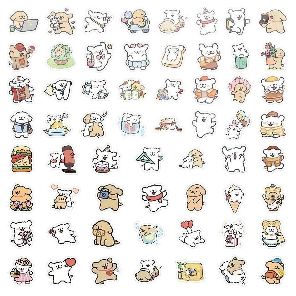120 Cute Puppy Line Stickers for Children's Stationery, Laptop, and Water Cup Decoration