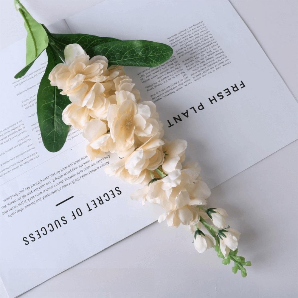3D 85cm Artificial Violet with Leaves Long Stems Faux Larkspur Fake Bouquet Wedding