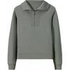 Training Series Solid Color Comfortable Breathable Versatile Polo Neck Loose Sweatshirt Women Sweatshirt Fruit-Tea-Green 162447730S-4