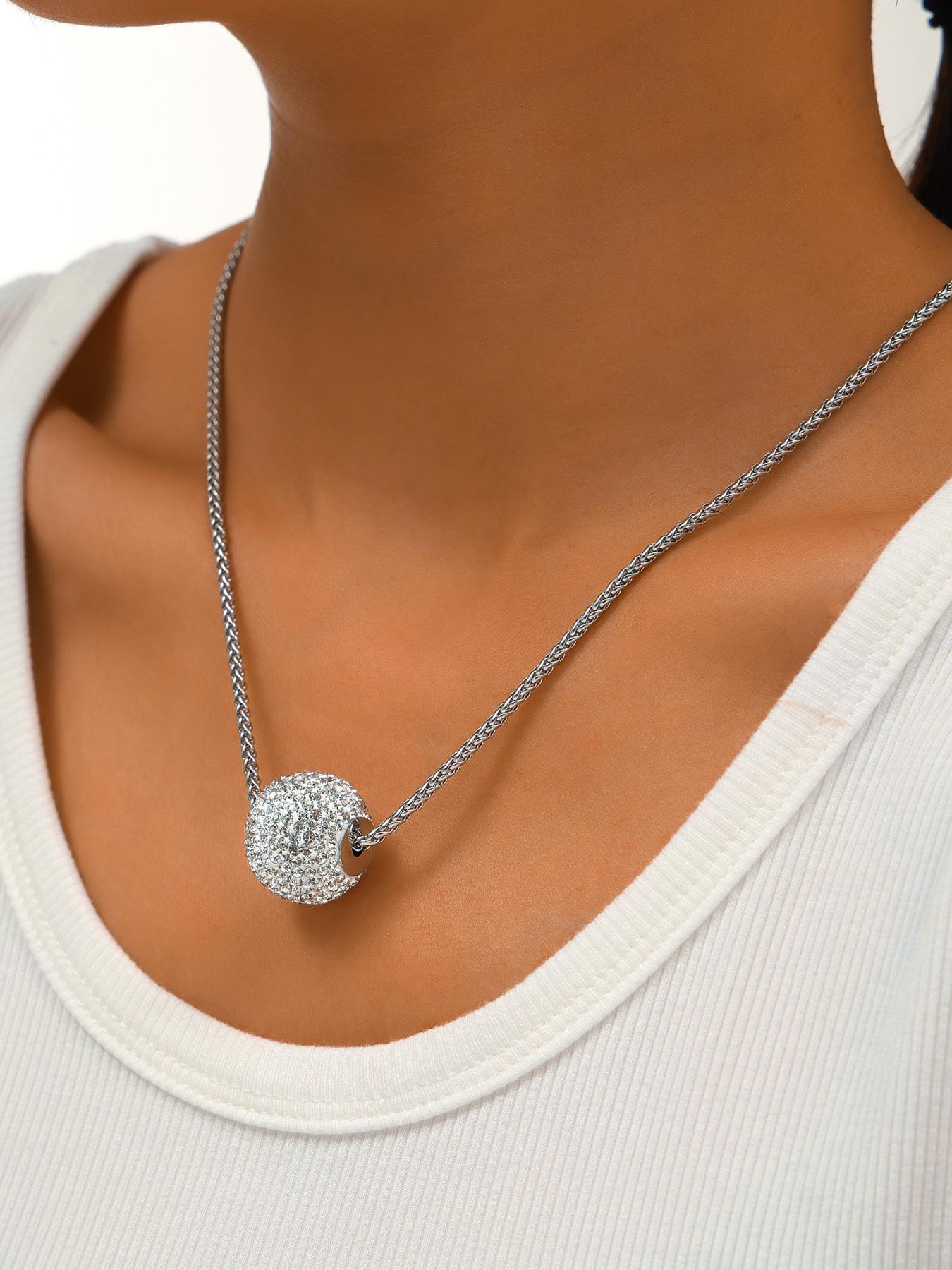 

Новое ожерелье с подвеской в виде шара из циркония для женщин, чокер из нержавеющей стали, простая женская шейная циркониевая цепочка-корзина