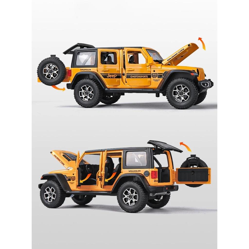 1/22 Jeeps Wrangler Rubicon Alloy Diecasts & Toy Vehicles Metal Toy Car Model Sound and Light Pull Back Collection Kids Toy Gift