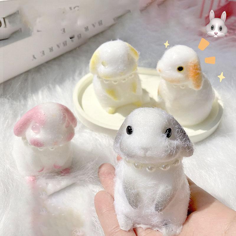 Cartoon Kawaii Soft Animal Plush Bunny Cat Slow Rebound Fingertip Fidgety Toy Girl Squishy Birthday Gift Persian Cat Kids Pet