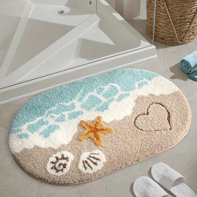 Summer Coast Floor Mat Comfortable Imitation Cashmere Bathroom Bathtub Absorbent Floor Mat Bedroom Bedside