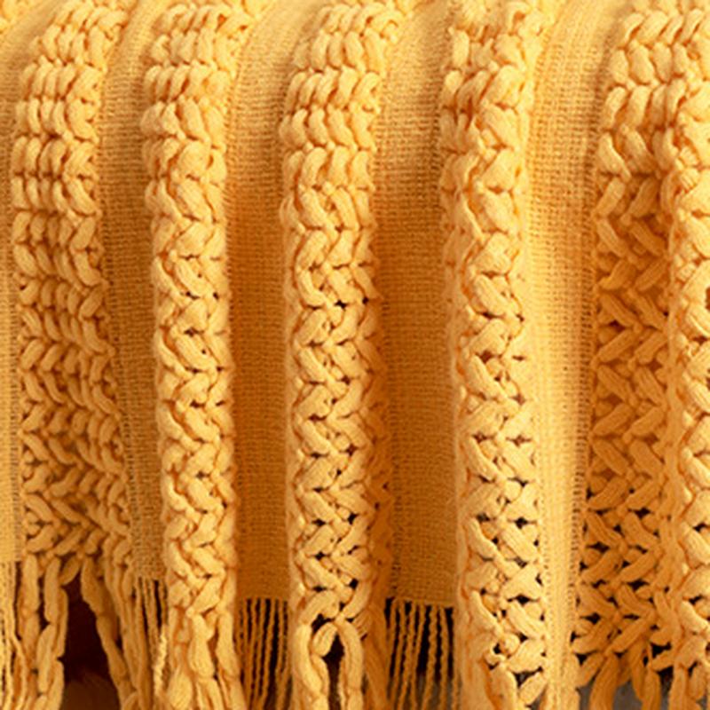 Nordic Sofa Blanket Knitted Hotel Throw Ins Blankets Bed End Hollow Out Artistic Tassel Warm Nap 8 Colors Korean Style Fashion