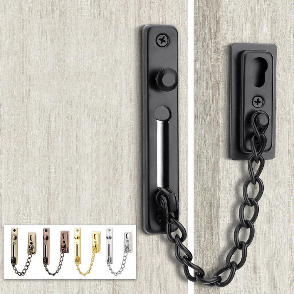 Security Door Chain Latch Bolt Restrictor Guard Lock Slide Catch with Hardened Welded Chain for Safe Door Access Control