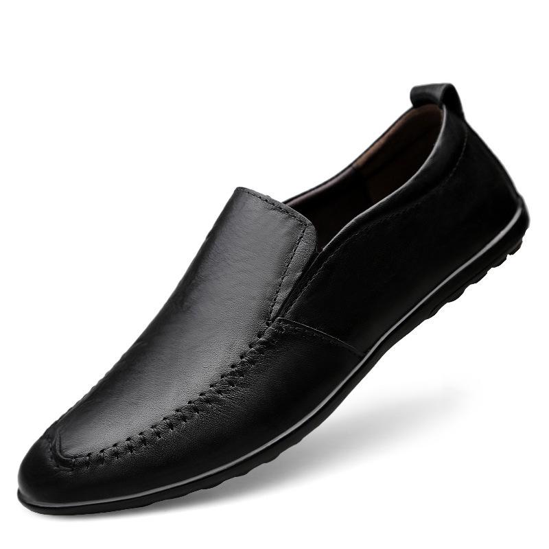 Large size men's shoes 2025 summer new daily lazy Doudou shoes soft sole British style one pedal casual leather shoes