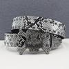 Unisex Y2K Rhinestone Skull Punk Belt with Rivet and Python Skin Design