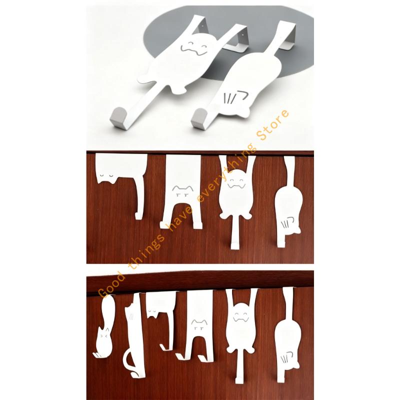 

6PCS Cats Shaped Wall Hooks Metal Hangers For Hanging Coat Hats Towels Kitchen Tool Over Door Space Saving Home Decoration 55KF China Mainland