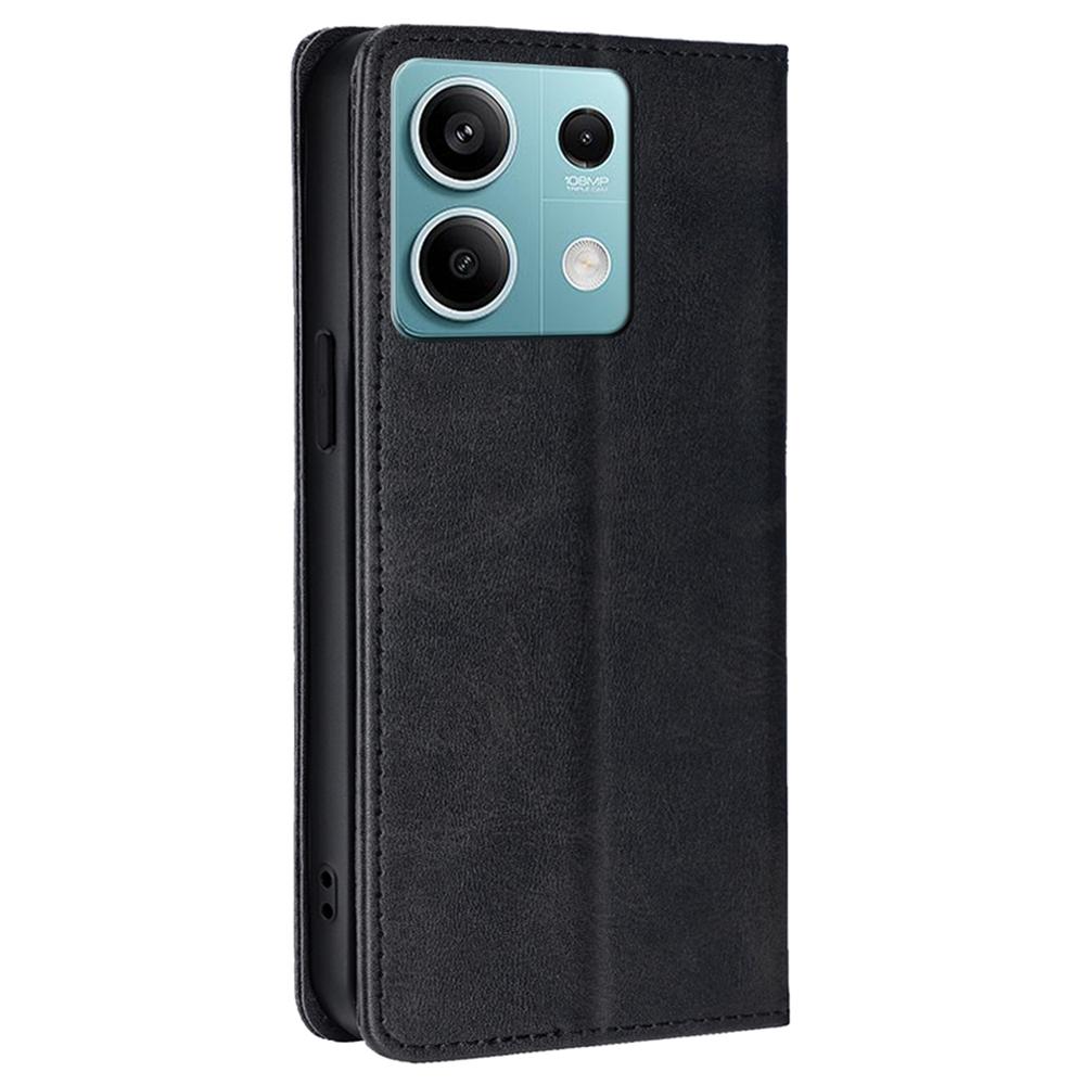 For Xiaomi Redmi Note 13 4G Case PU Leather Stand Magnetic Closure Flip Phone Cover Wallet