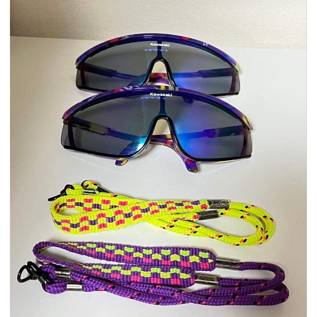 Used Kawasaki Sports Sunglasses Set of 2 Mirror Lens Frame