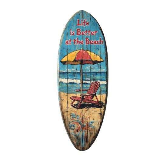 Outdoor Waterproof Wall Art Ornament 1/3Pcs Surfboard Plaque Decoration, Solid Wood Vintage Coastal Sign, Tropical Beach Decoration Retro Seaside