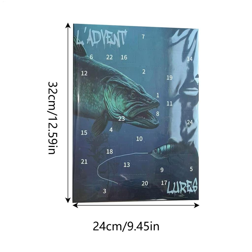 Christmas Countdown Fishing Lure Calendar  24 Grids Fishing Lure Calendar Christmas Countdown Seasonal Decor for Ponds  Rivers