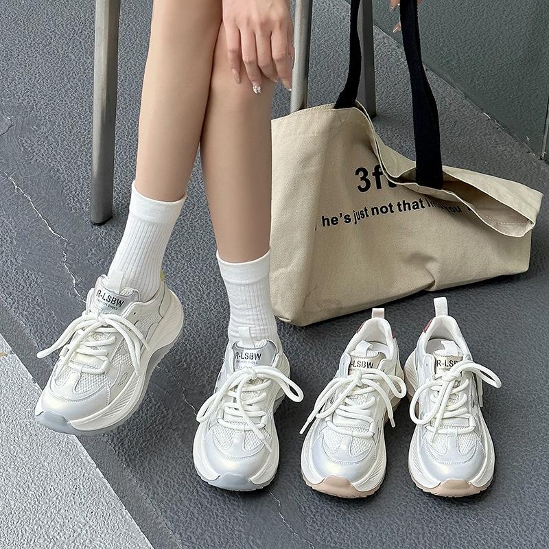 Daddy shoes summer mesh breathable casual sports platform leather ins trendy comfortable running shoes