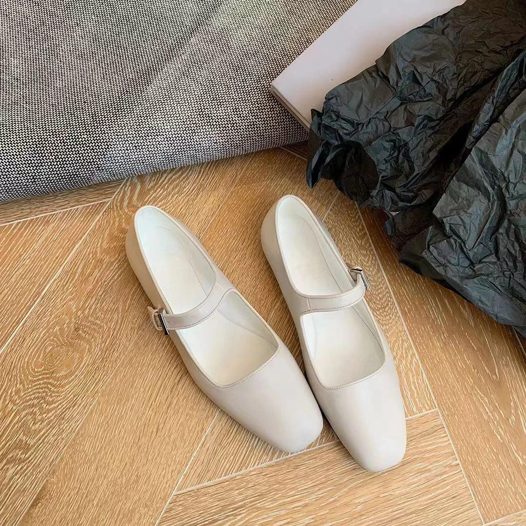 

Удобные балетки Row Mary Jane из кожи черного цвета для женщин, туфли 2024 года, красные туфли высокого качества, женский размер 43 40 белый