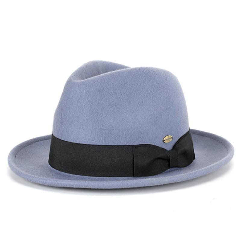 Zylinderhut aus Wolle mit großer Krempe und breiter Kante, Jazzhut, Cowboyhut, britischer Gentleman-Hut, Herbst und Winter, bequemer, modischer, warmer Filzhut