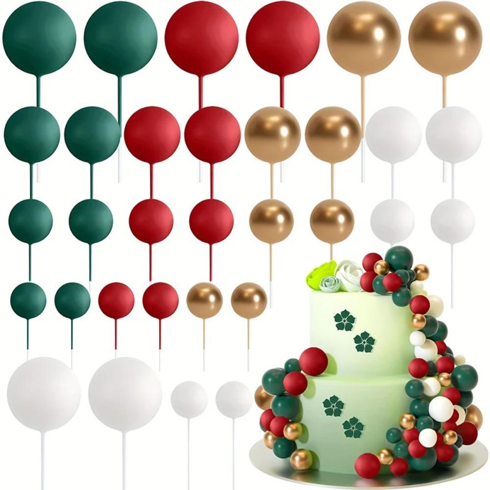 20/30Pcs Cake Balls Decoration Gilded Black Happy Birthday Foam Ball Cake Stickers Party Mother's Day Decor DIY Wedding Decor