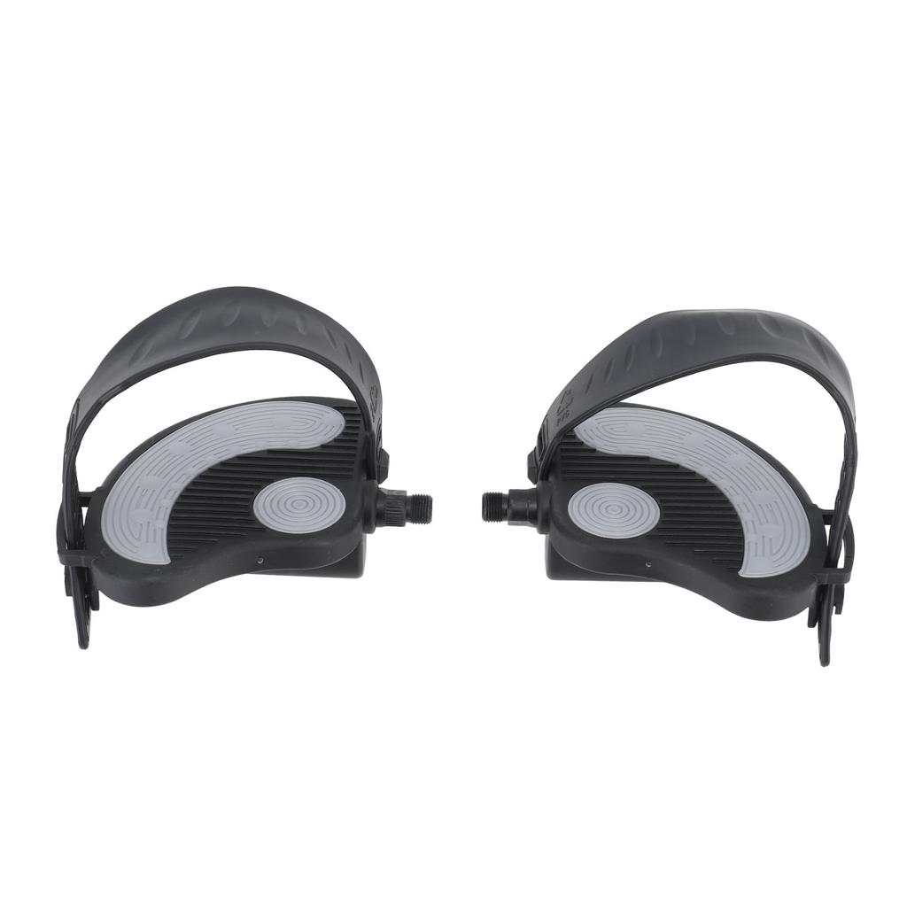 2PCS Exercise Bike Pedals with Straps PP PVC Stainless Steel Universal Adjustable Exercise Bike