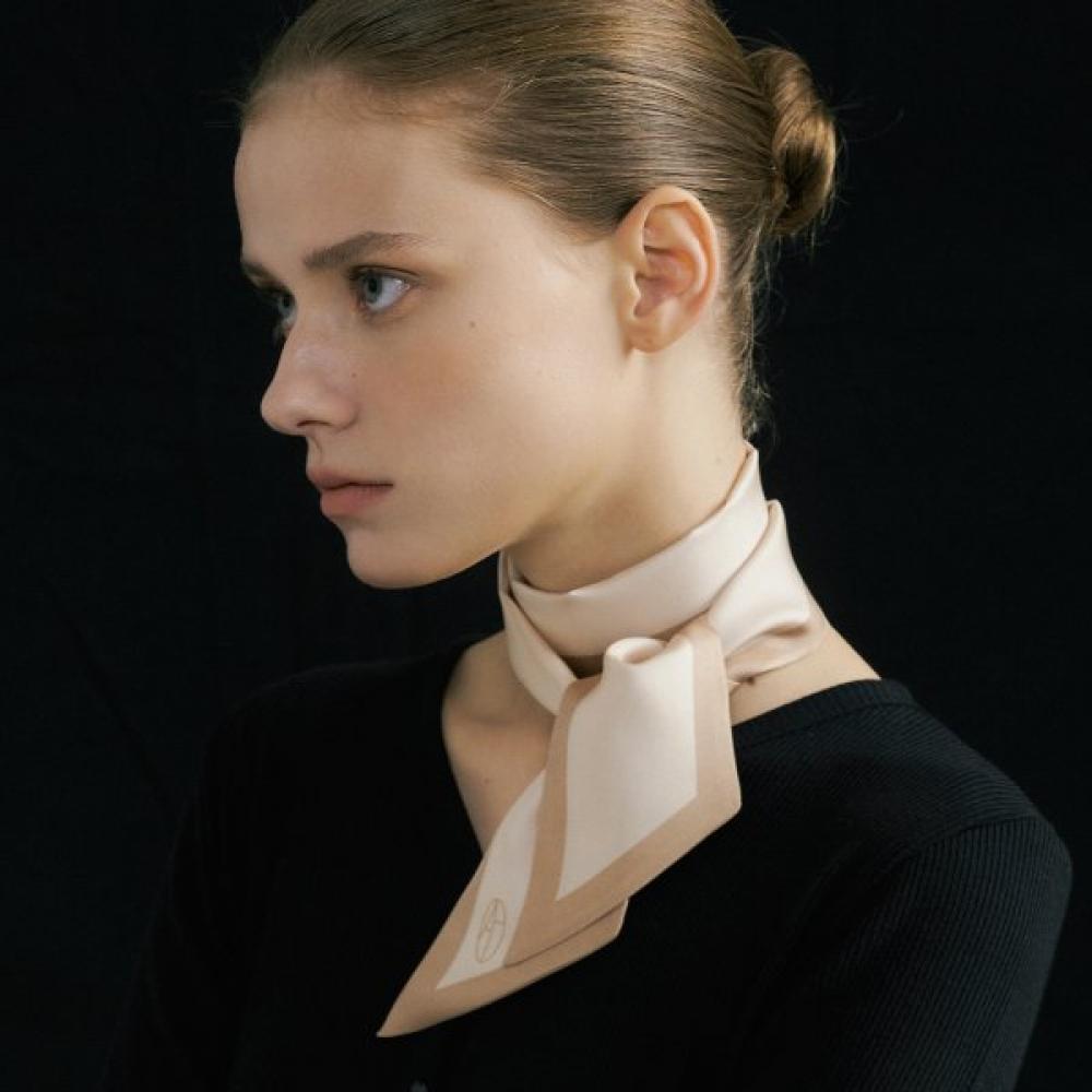 Avvina Pelle Long Twilly Silk Scarf   Latte Beige Single option