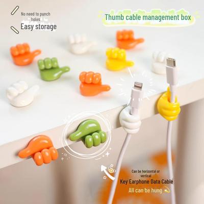 Cartoon Thumb Cable Organizer Hook - Creative Storage for Office, Kitchen, and Bathroom