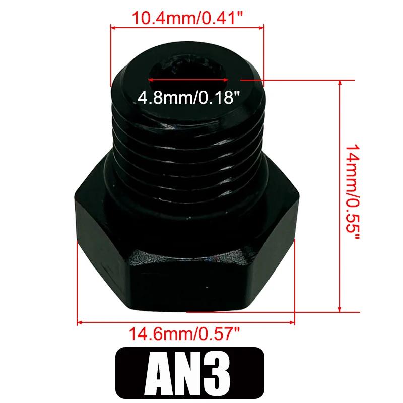 3AN 4AN 6AN 8AN 10AN 16AN Мужская заглушка-фитинг с шестигранной головкой и адаптером с уплотнительным кольцом, заглушка резьбы на конце топливного бака, алюминий, черный AN3