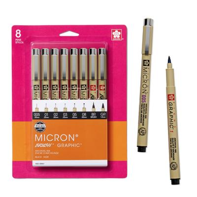 Sakura Pigma Micron Ink Pen Set Blister Card Pack Black 30067 8/Set