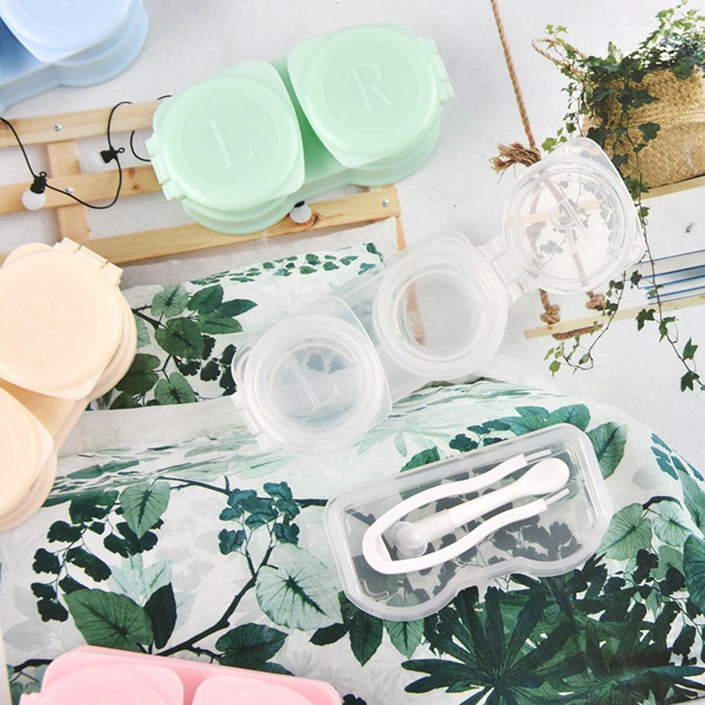 Portable Contact Lens Box Lightweight Plastic Lens Holder Kit with Tweezers Remover Tool  for Daily Outdoor Travelling