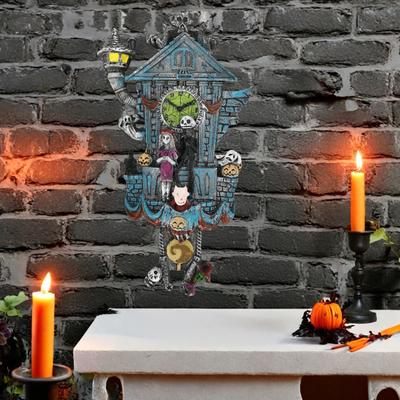 Yousheng Halloween Dekoracja Zegar z Kukułką Straszny Zegar Ścienny Figurka Szkielet Dynia Rzeźba Ścienna do Domu Salon Sypialnia Dekoracja