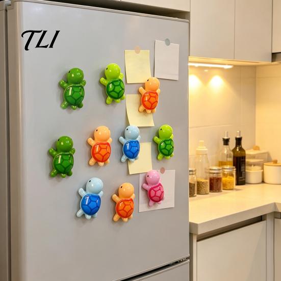 Magnetic Memo Holders 5Pcs Mini Resin Turtle Refrigerator Magnet, Colorful Tortoise Fridge Decorative Magnets Home Office Kitchen Locker Accessories